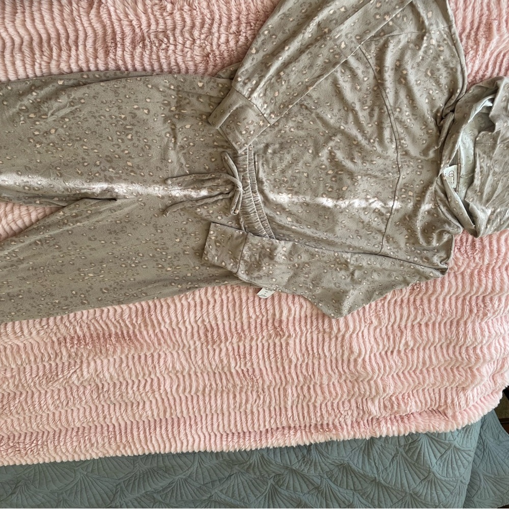 NWT Pink Rose beige animal print hoodie/joggers